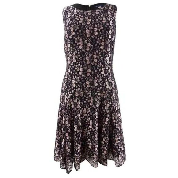 Tommy Hilfiger Fit and Flare Midi Dress 8 Black - Picture 3 of 4